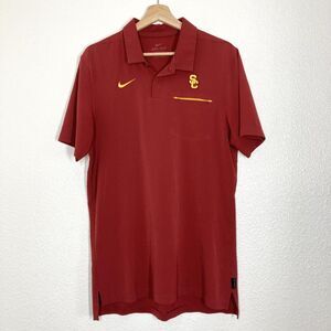USC Trojans Shirt Mens Small Red NCAA Football Nike Dri-FIT Polo On-Field